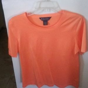 BROOKS BROTHERS PERFORMANCE KNIT TEE, SHORT SLEEVES, SCOOP ORANGE,SMALL